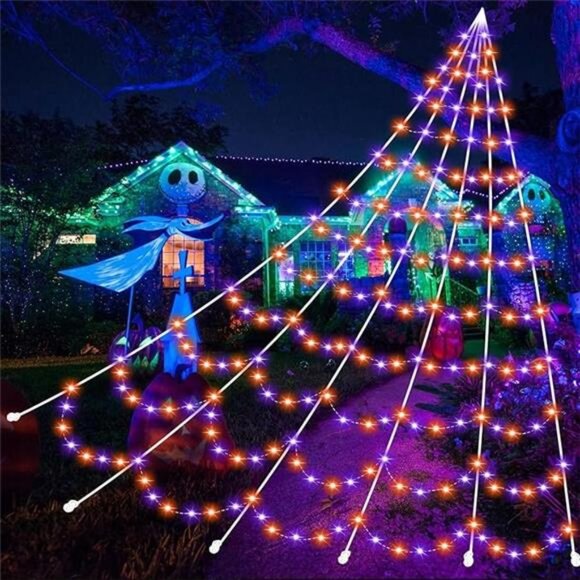 Halloween Decoration Spider Web with 350 LEDs, Adjust Brightness, 8 Light - Picture 7 of 7